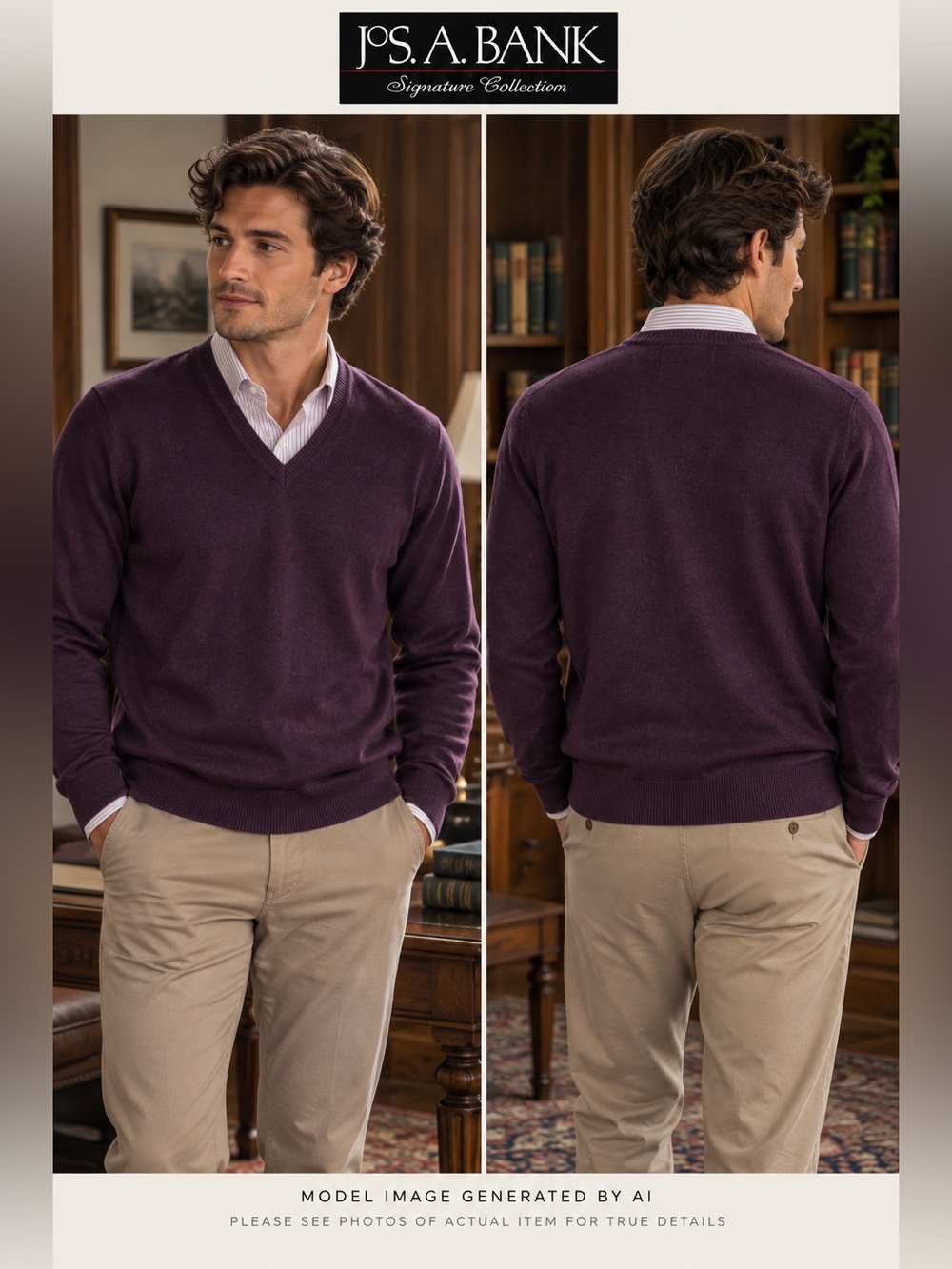 Jos. A. Bank Cotton Sweater L Purple‎ Classic Preppy Layering Natural Academia